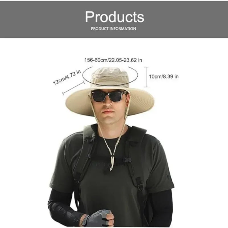 Adjustable Wide Brim Solar Fan Hat for Men and Women UPF 50+ Sun Protection Dual Power USB/ Solar Outdoor Beach Fishing Cap
